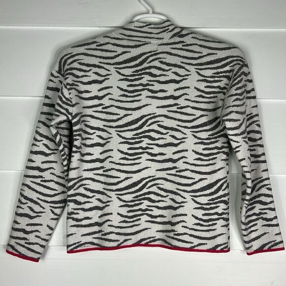 Anthropologie Mock Neck Gray Zebra Print Sweater Size Small - Picture 14 of 16